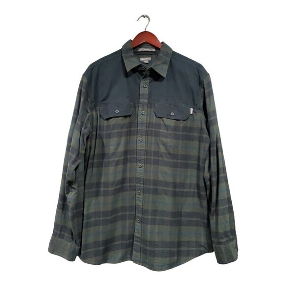 Eddie Bauer Shirt Mens Long Sleeve Heavy Button Front Green Plaid Flannel Sz L - Picture 1 of 11